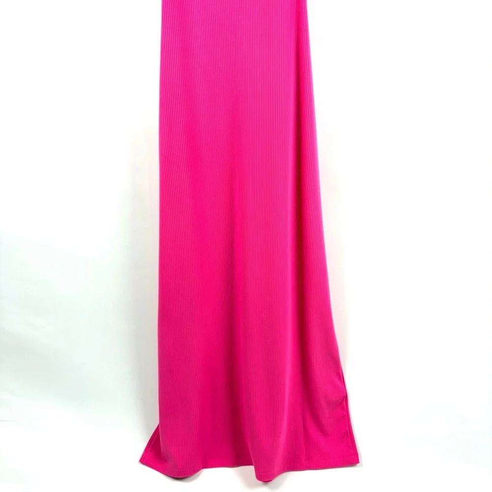 L*Space Camille Pink Cutout Maxi Dress Ribbed NWT Size Large - Picture 6 of 10